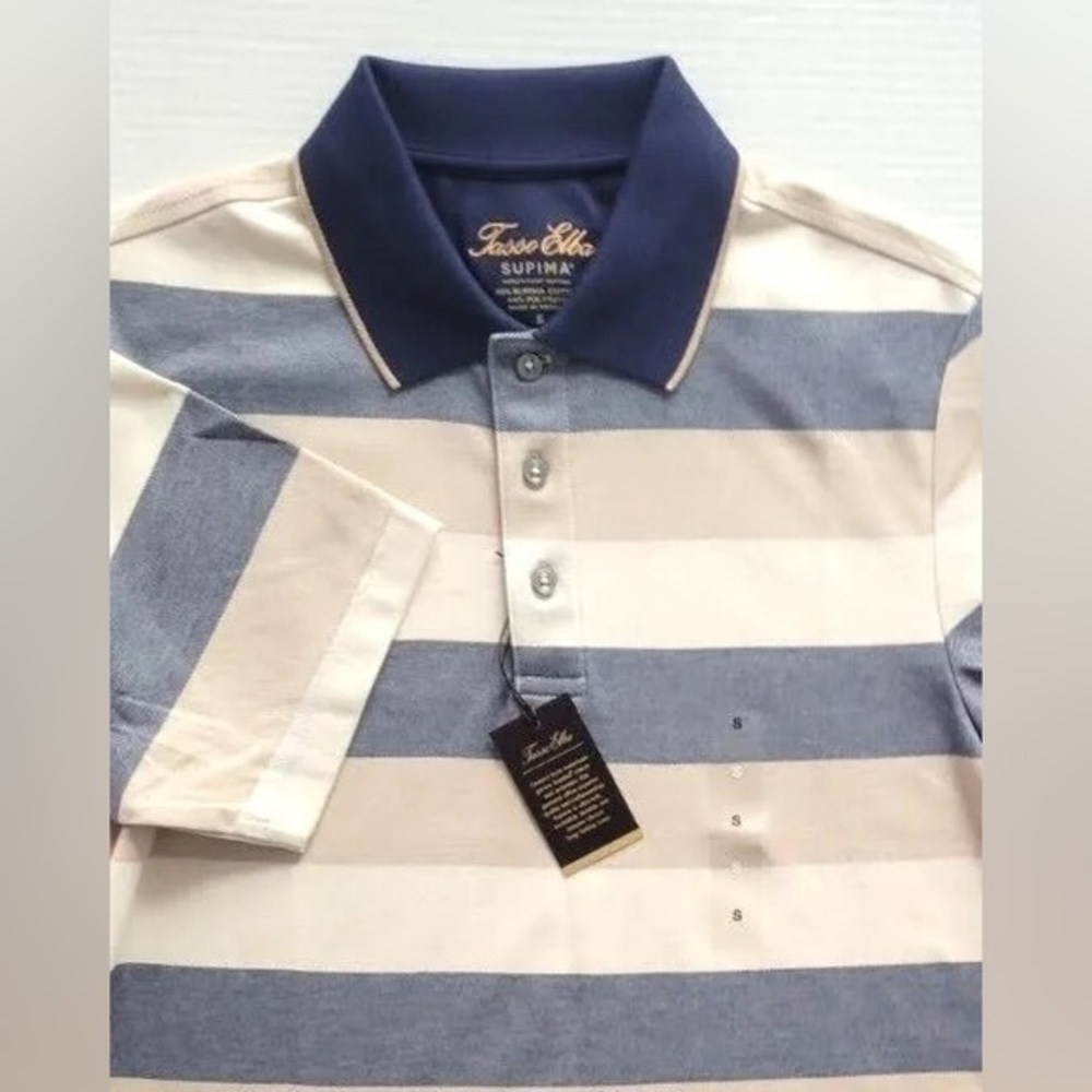 Tasso Elba Men's Striped Supima® Blend Stripe Polo shirt Large​